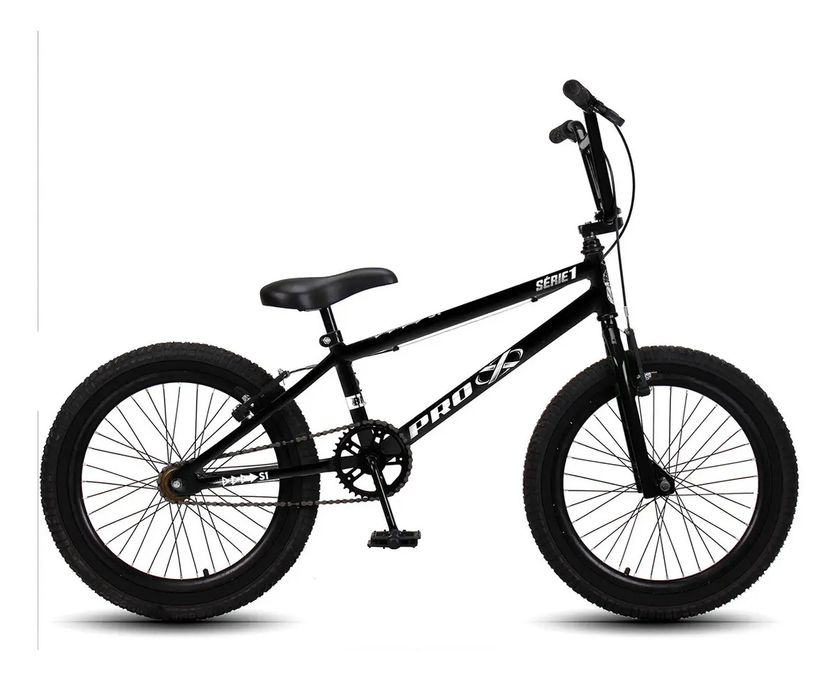 Imagem 1 de 5 de Bicicleta BMX Pro-X Série 1 Aro 20 Quadro Aço Carbono Preto/Branco
