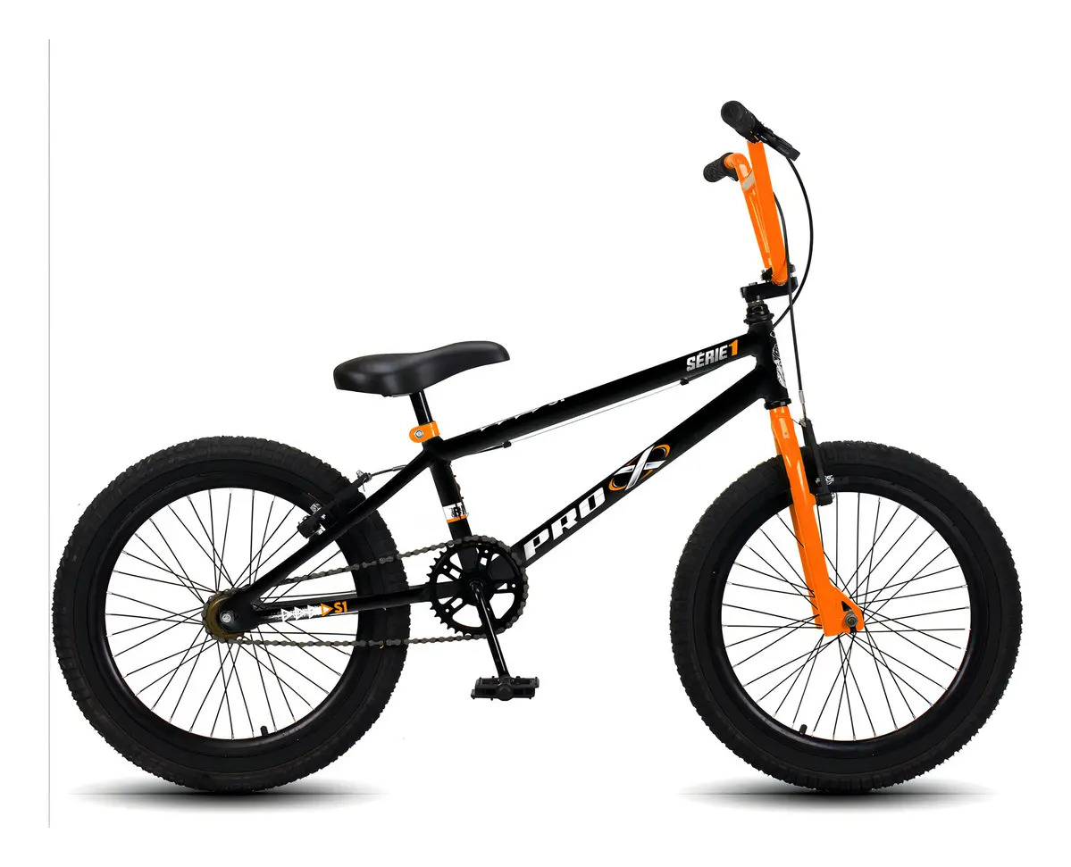 Imagem 1 de 5 de Bicicleta BMX Aro 20 Pro-X Série 1 2024 Preto/Laranja V-Brakes