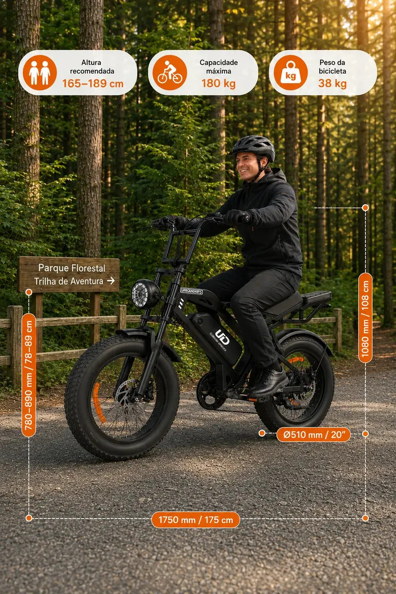 Imagem 1 de 8 de Bicicleta Elétrica URBANDRIFT ATV20, 1500W e Bateria 48V de 15Ah, para Adultos