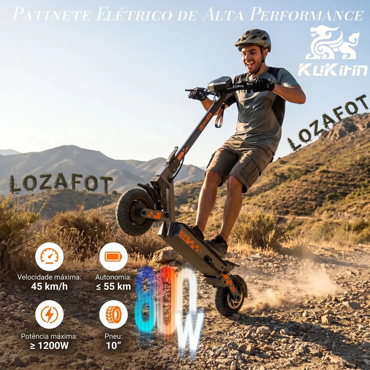Imagem 1 de 10 de Patinete Elétrico Kukirin G2 800 W para Adulto, com Autonomia de 55 km e Duplo Amortecedor