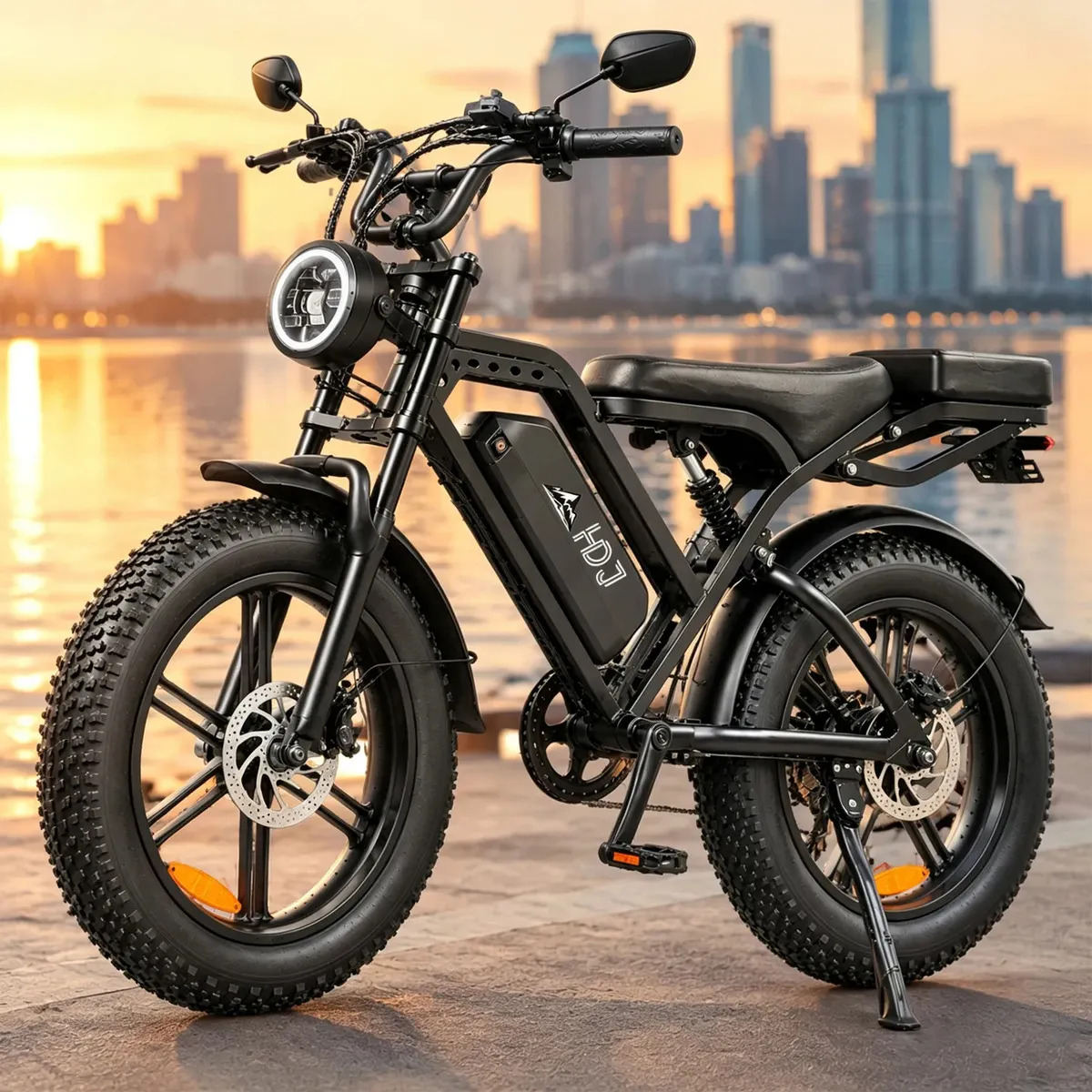 Imagem 1 de 11 de Bicicleta Elétrica HDJ 1000W c/ Bateria Removível 48V 20Ah e Assento Duplo