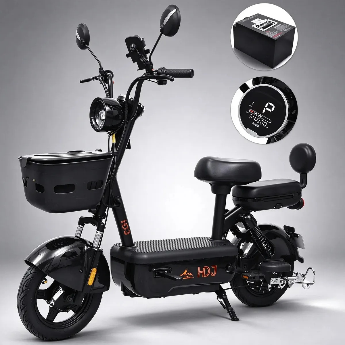 Imagem 1 de 11 de Bicicleta Elétrica HDJ GS006 1000W 60V com Bateria Removível, Aro 14